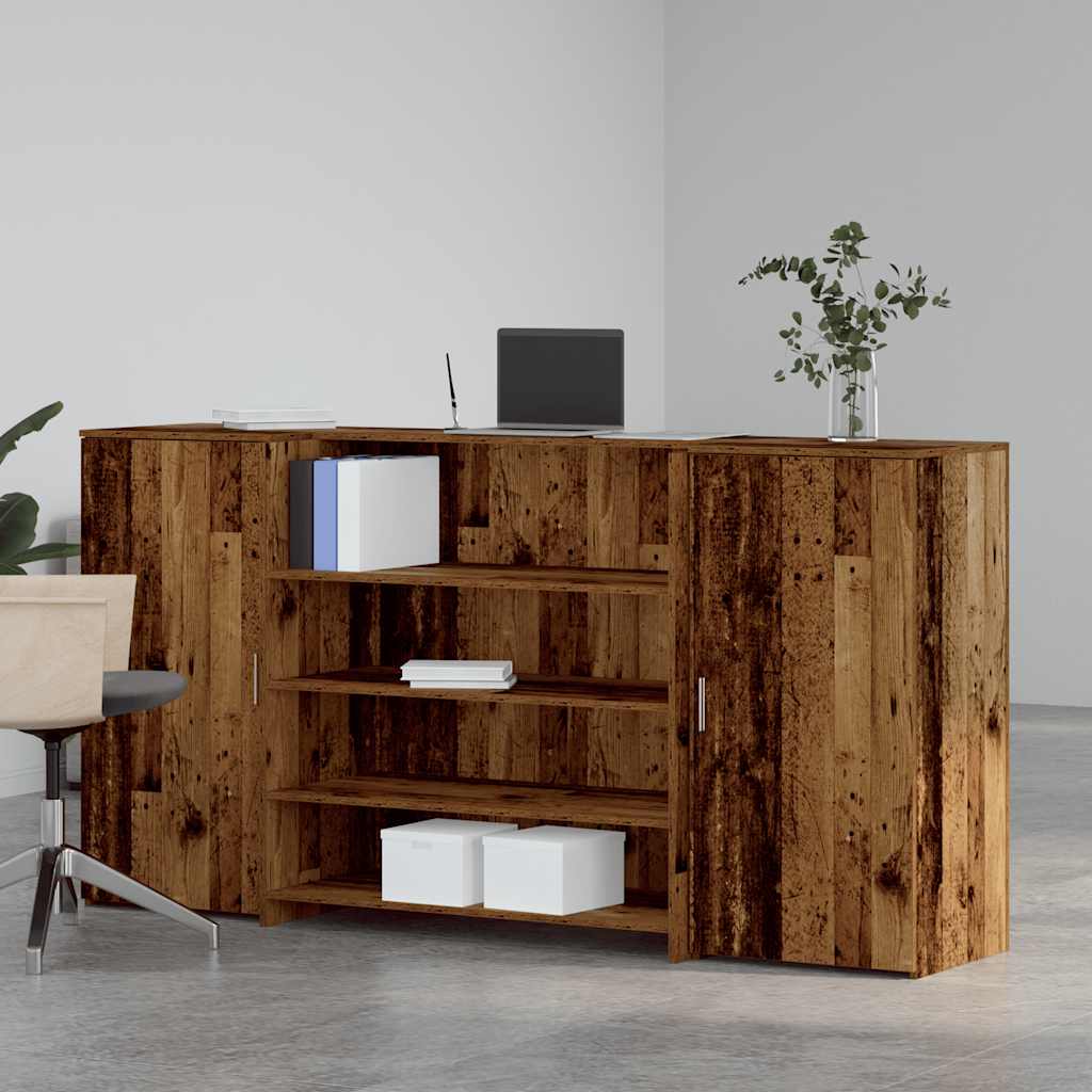 Bureau de réception vieux bois 200x50x103,5cm bois d'ingénierie