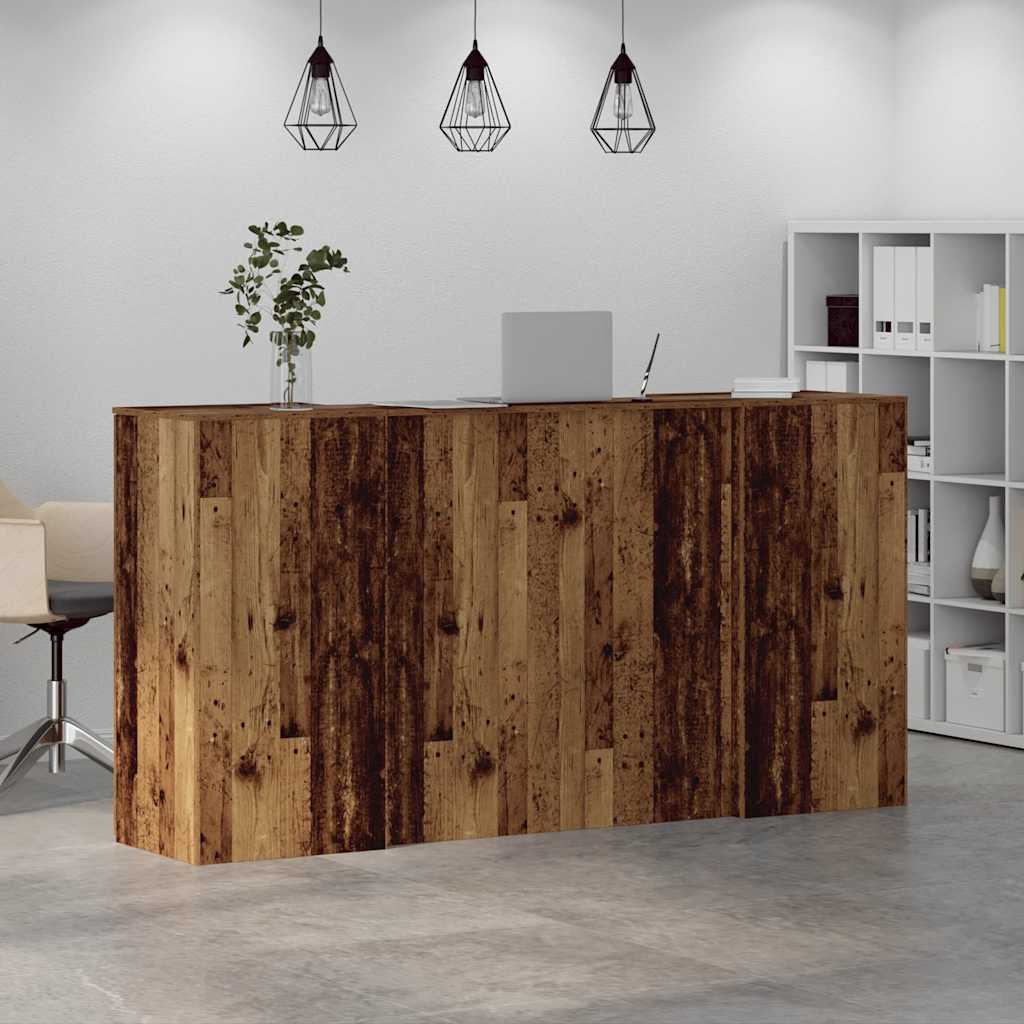Bureau de réception vieux bois 200x50x103,5cm bois d'ingénierie