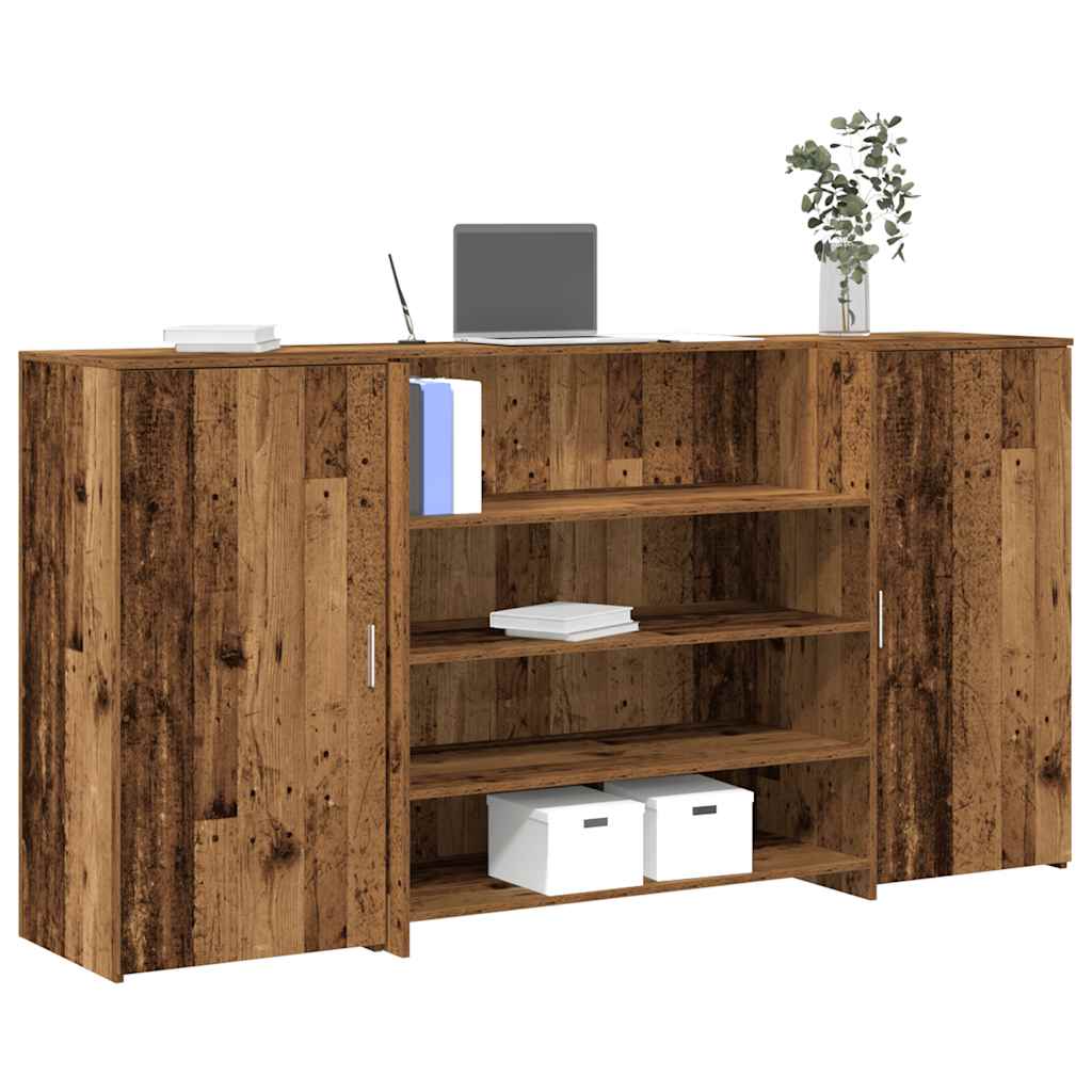 Bureau de réception vieux bois 200x50x103,5cm bois d'ingénierie