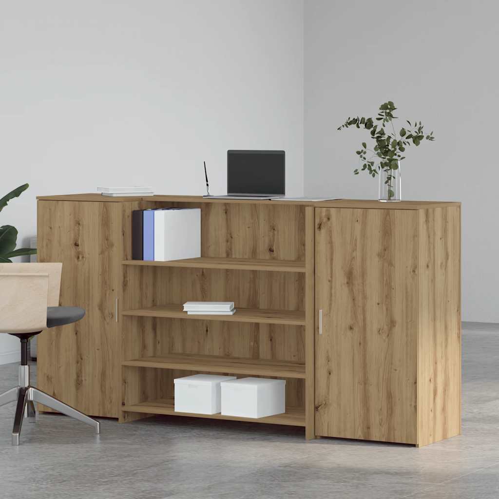 Bureau réception chêne artisanal 200x50x103,5cm bois ingénierie