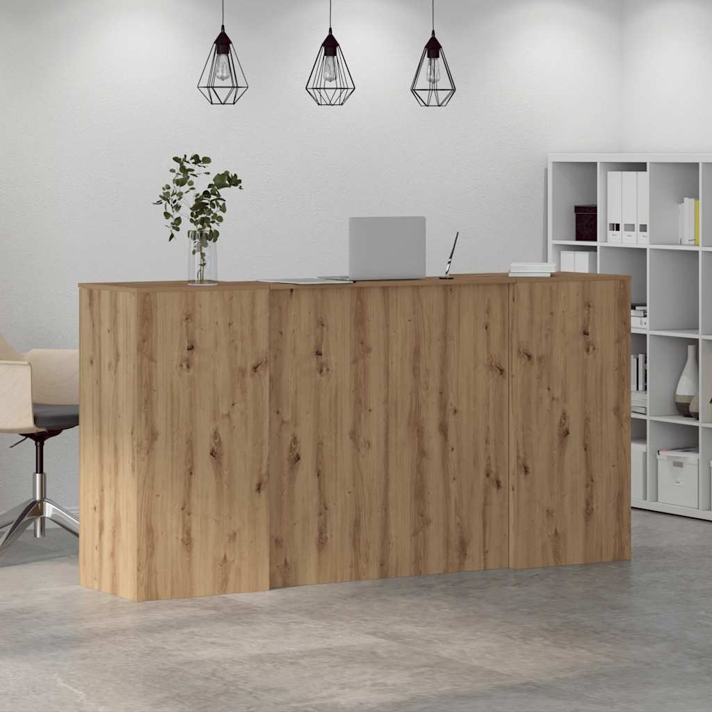 Bureau réception chêne artisanal 200x50x103,5cm bois ingénierie
