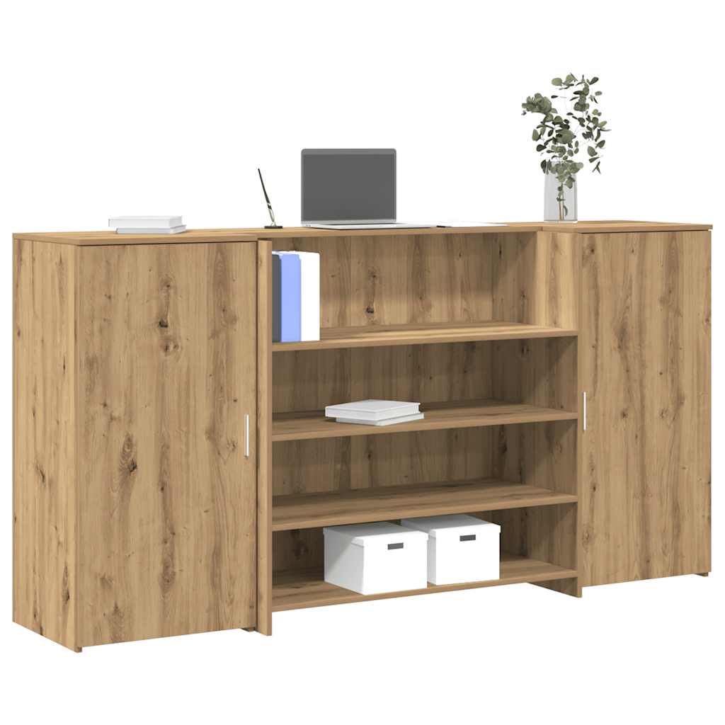 Bureau réception chêne artisanal 200x50x103,5cm bois ingénierie