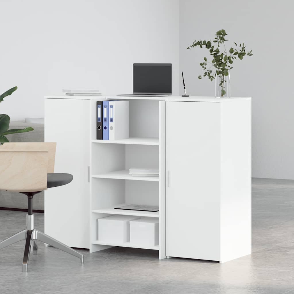 Bureau de réception blanc 135x50x103,5 cm bois d'ingénierie