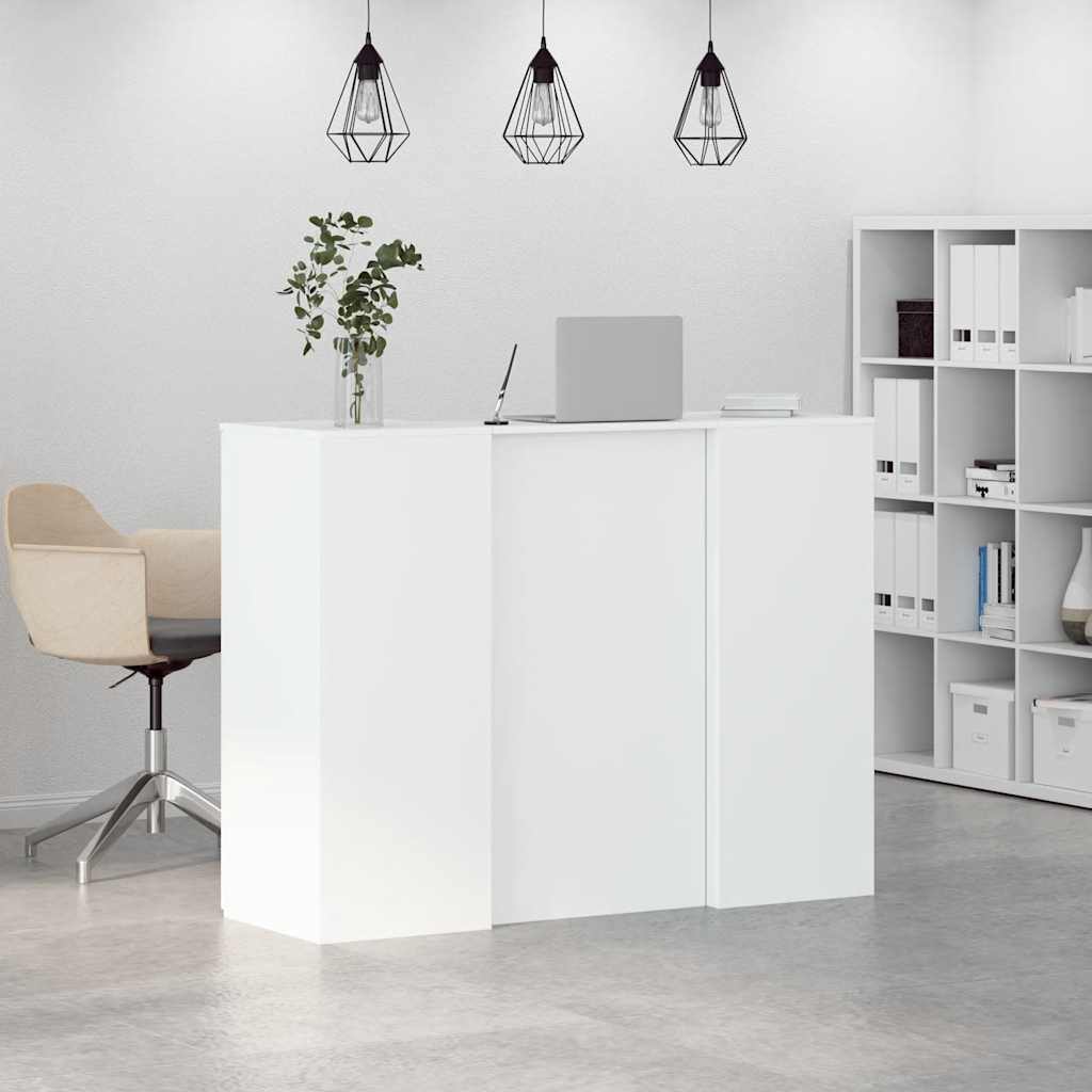 Bureau de réception blanc 135x50x103,5 cm bois d'ingénierie