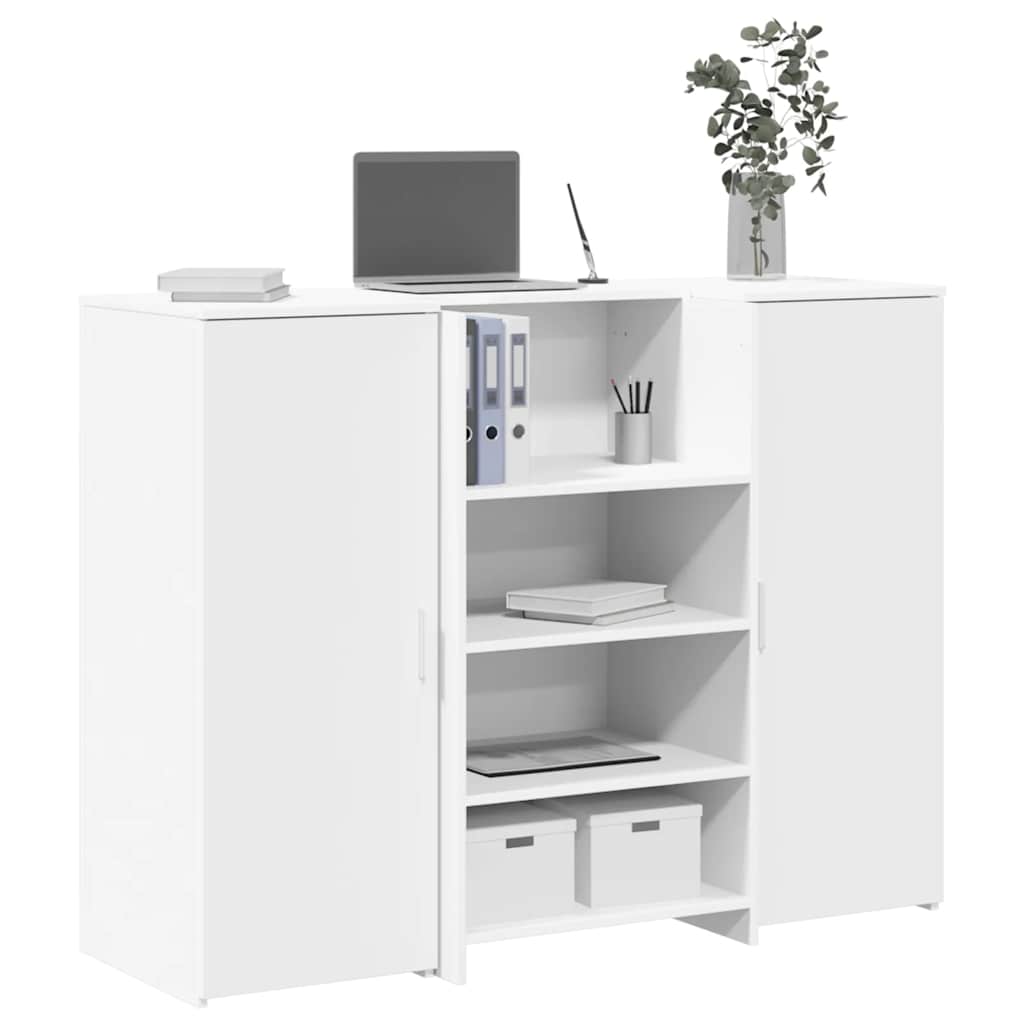 Bureau de réception blanc 135x50x103,5 cm bois d'ingénierie