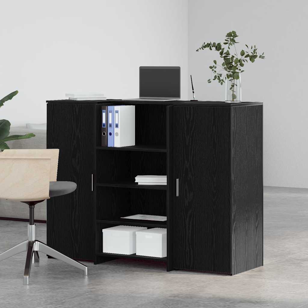Bureau de réception chêne noir 135x50x103,5cm bois d'ingénierie