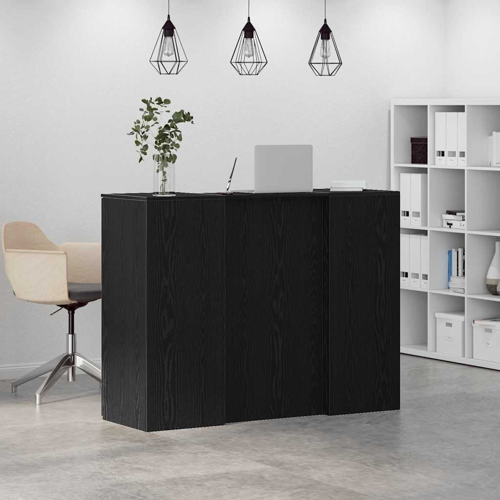 Bureau de réception chêne noir 135x50x103,5cm bois d'ingénierie