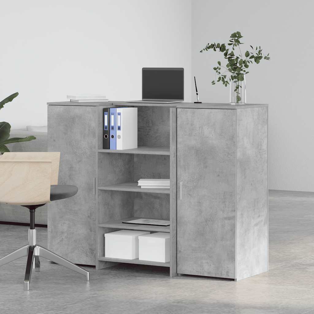 Bureau de réception gris béton 135x50x103,5cm bois d'ingénierie - XIOS