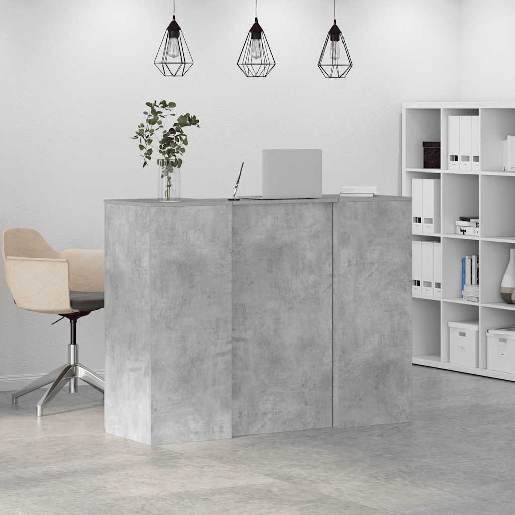 Bureau de réception gris béton 135x50x103,5cm bois d'ingénierie