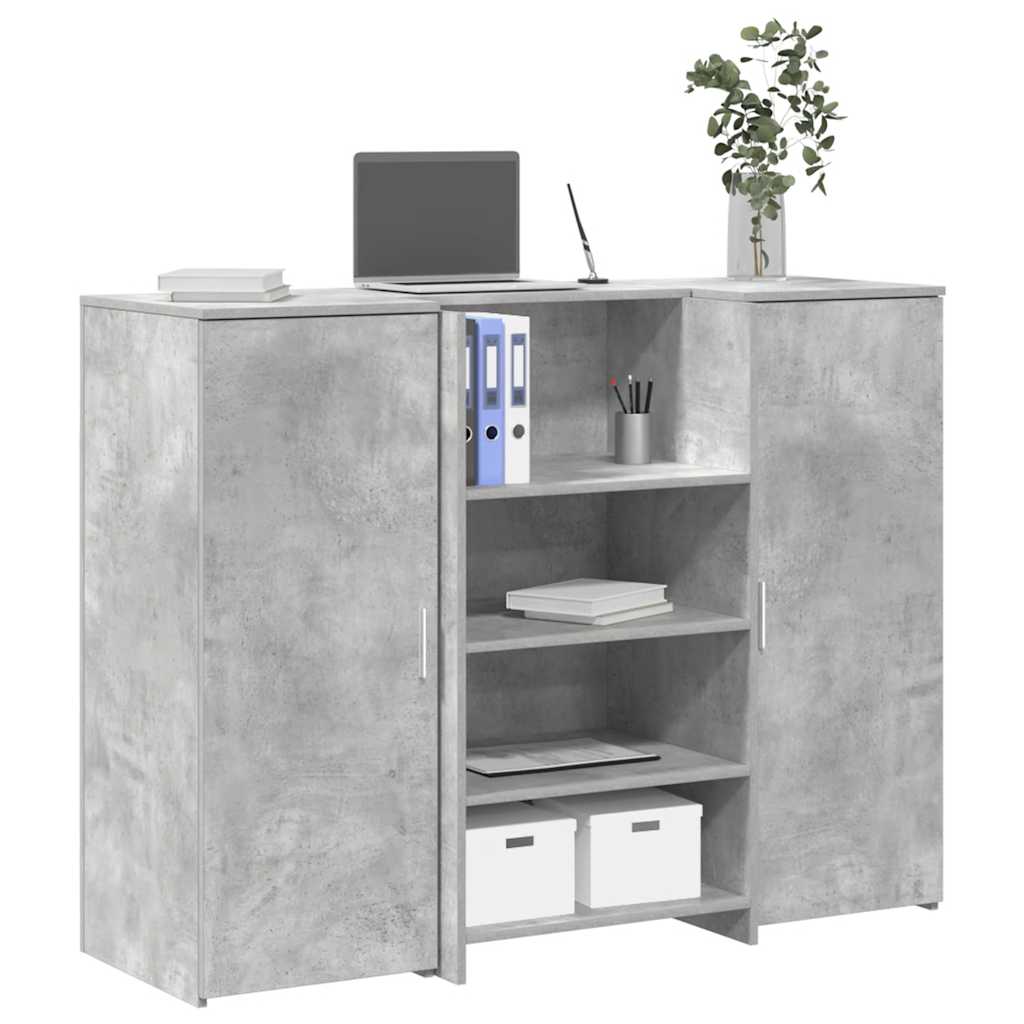 Bureau de réception gris béton 135x50x103,5cm bois d'ingénierie - XIOS