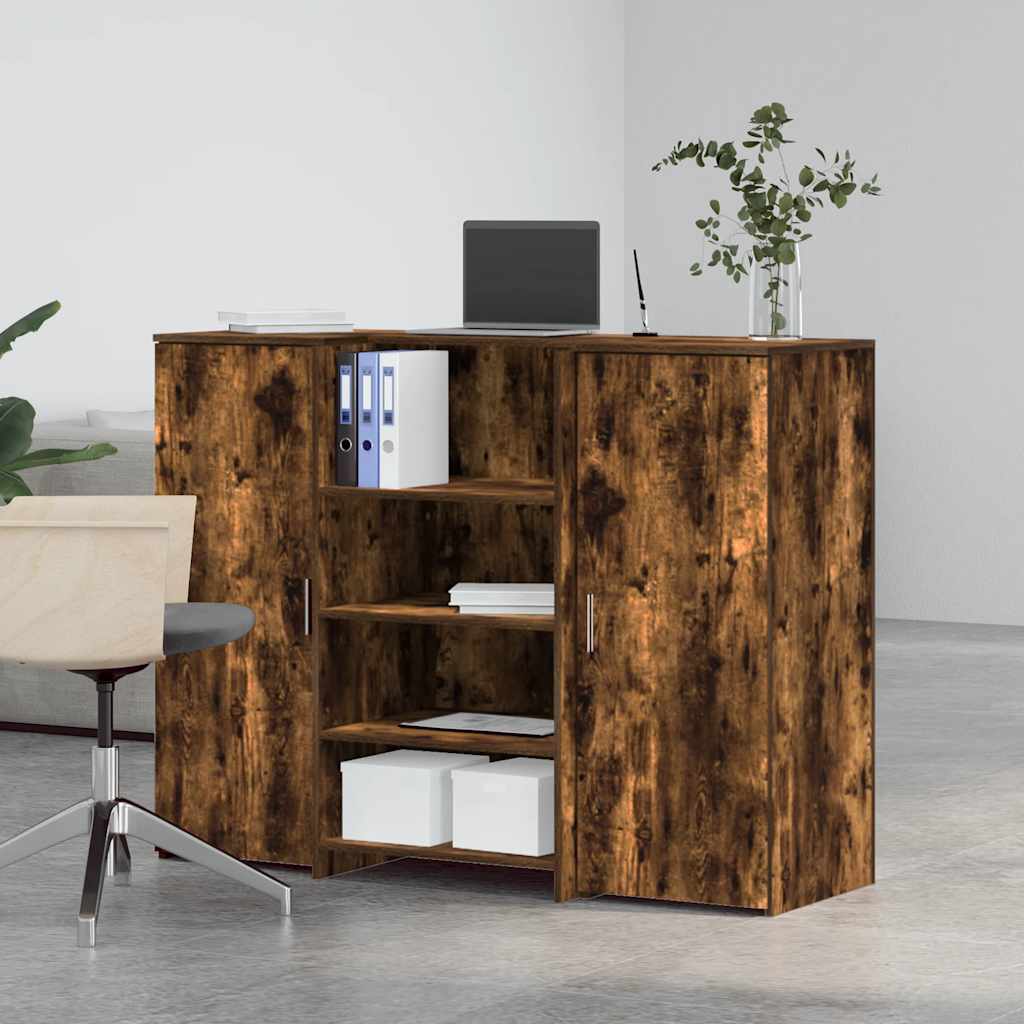 Bureau de réception chêne fumé 135x50x103,5cm bois d'ingénierie