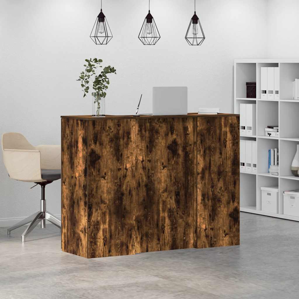 Bureau de réception chêne fumé 135x50x103,5cm bois d'ingénierie