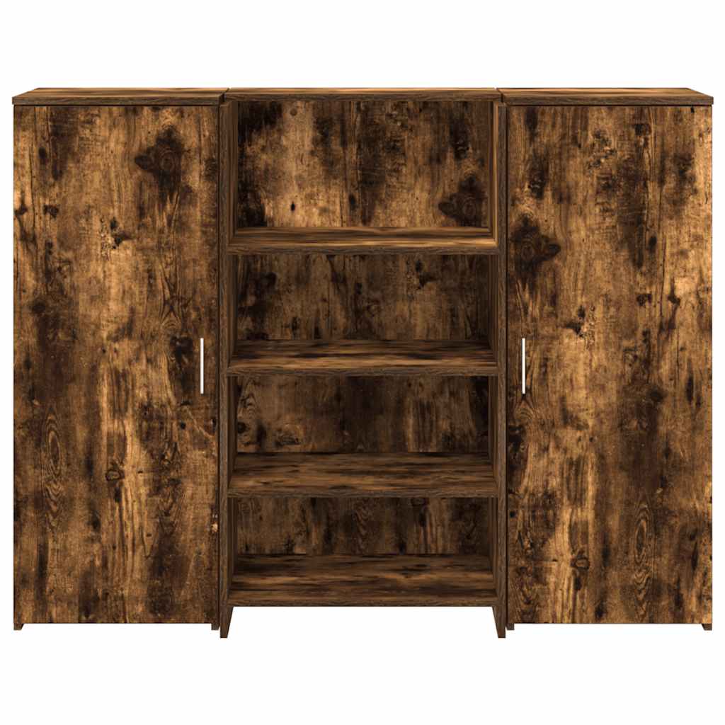 Bureau de réception chêne fumé 135x50x103,5cm bois d'ingénierie