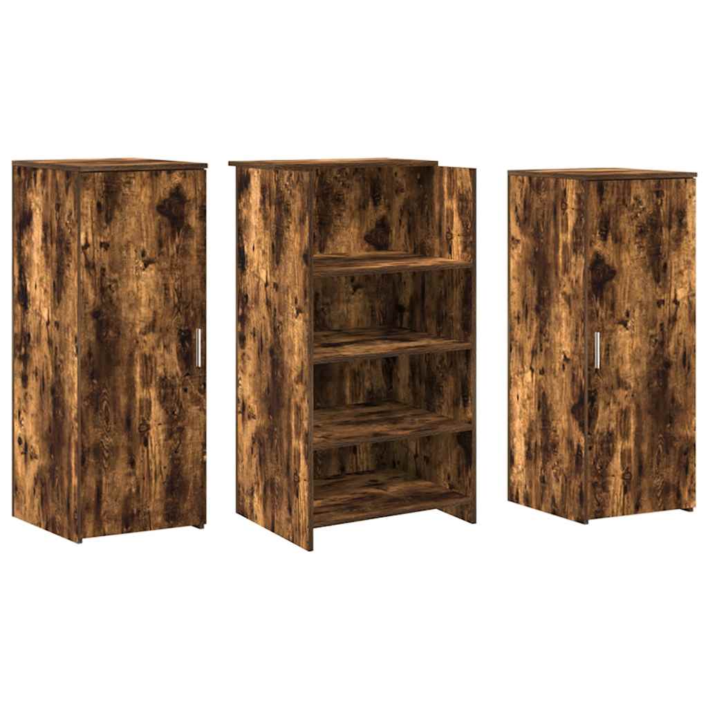 Bureau de réception chêne fumé 135x50x103,5cm bois d'ingénierie