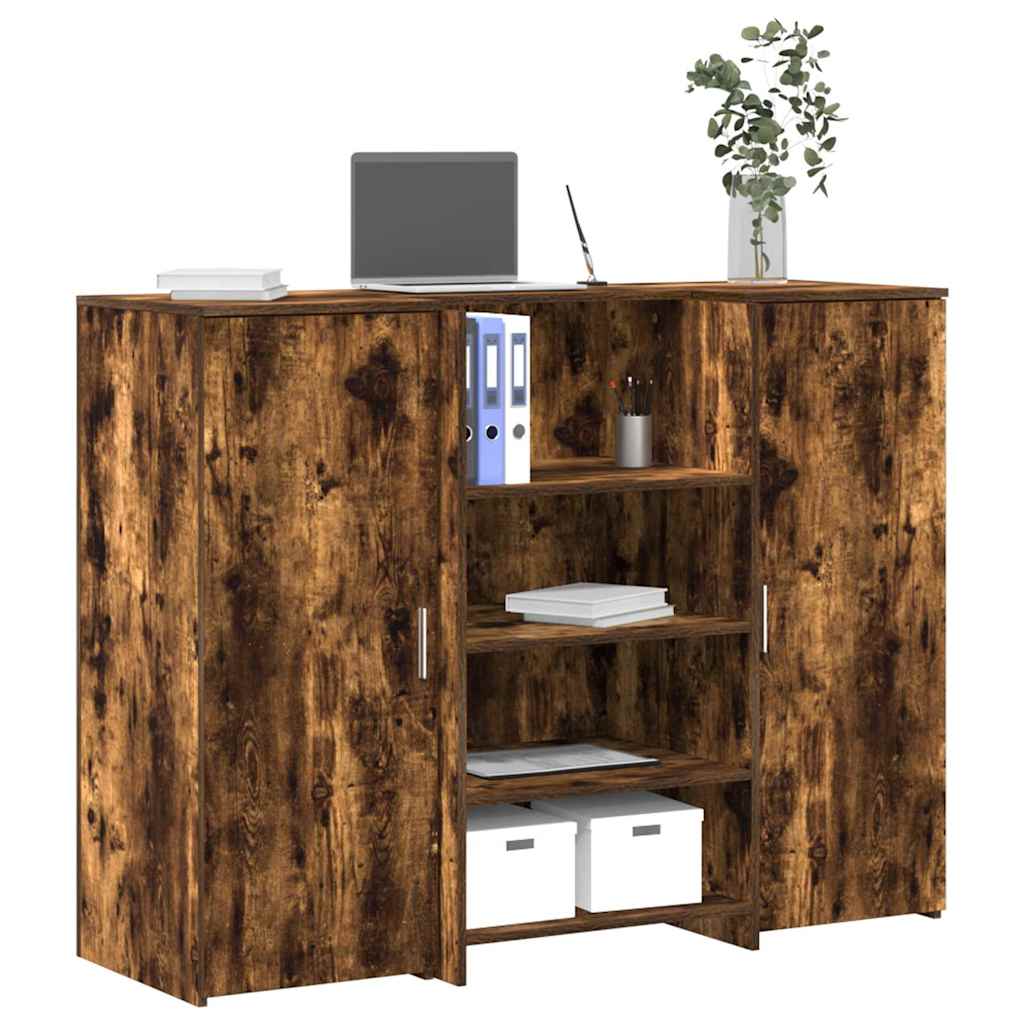 Bureau de réception chêne fumé 135x50x103,5cm bois d'ingénierie