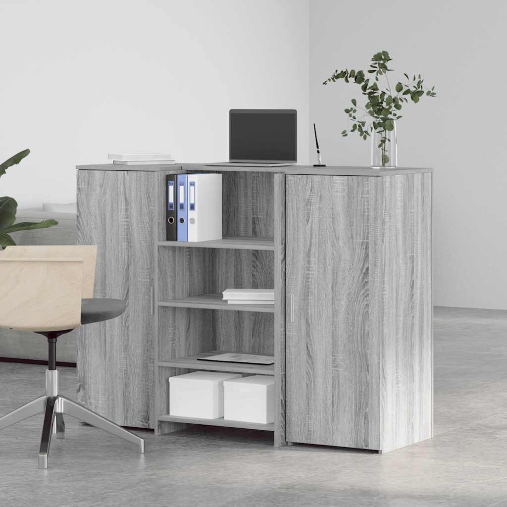 Bureau de réception sonoma gris 135x50x103,5 cm bois ingénierie - XIOS