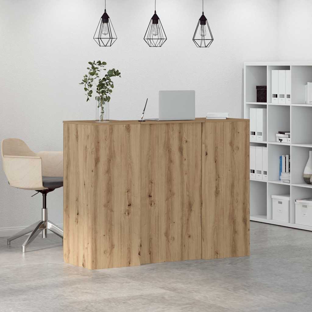 Bureau réception chêne artisanal 135x50x103,5cm bois ingénierie
