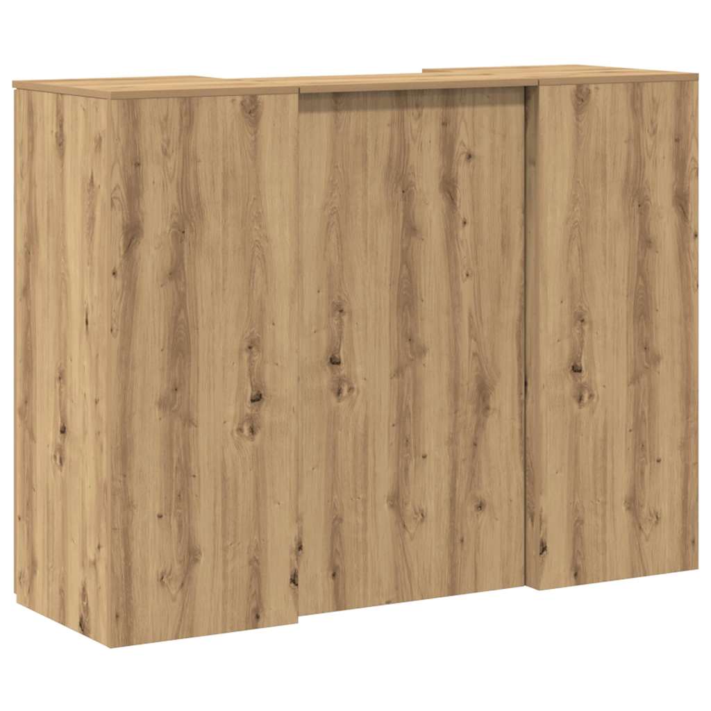 Bureau réception chêne artisanal 135x50x103,5cm bois ingénierie