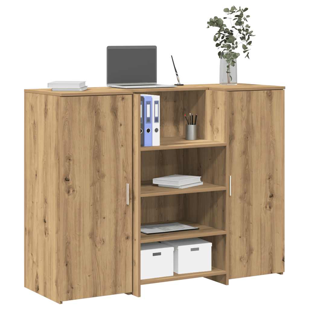 Bureau réception chêne artisanal 135x50x103,5cm bois ingénierie