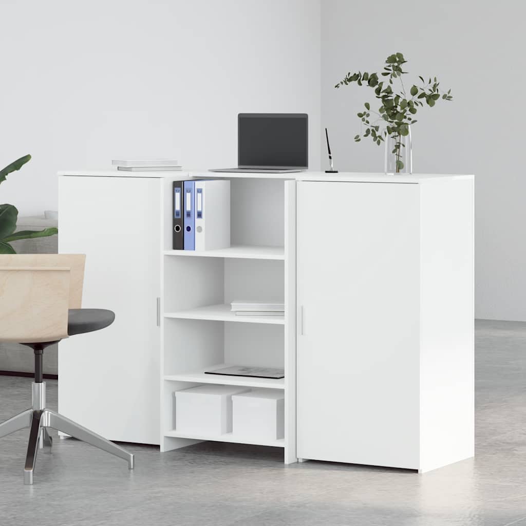 Bureau de réception blanc 155x50x103,5 cm bois d'ingénierie