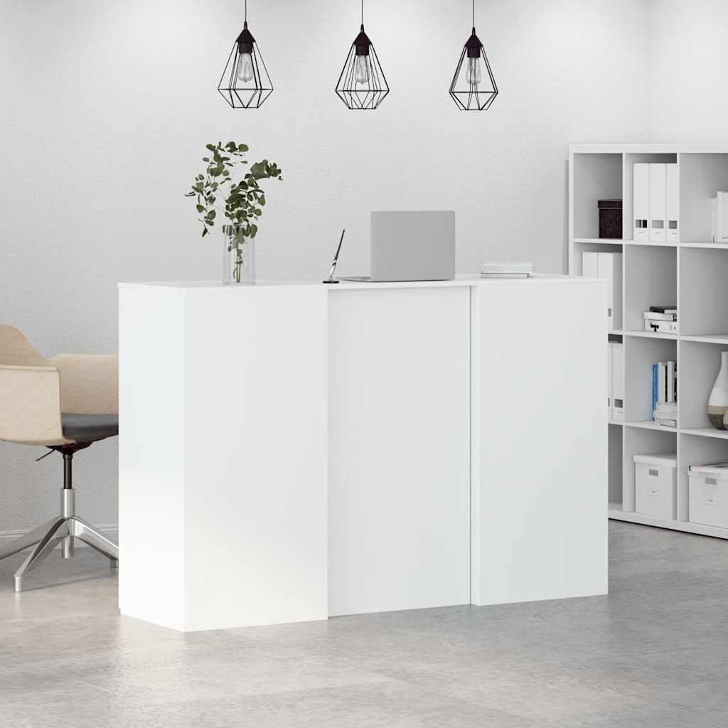 Bureau de réception blanc 155x50x103,5 cm bois d'ingénierie