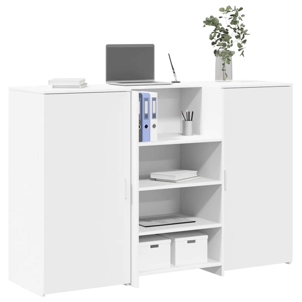 Bureau de réception blanc 155x50x103,5 cm bois d'ingénierie - XIOS