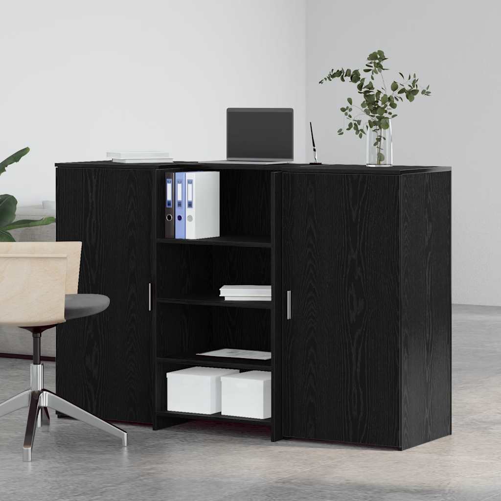 Bureau de réception chêne noir 155x50x103,5cm bois d'ingénierie