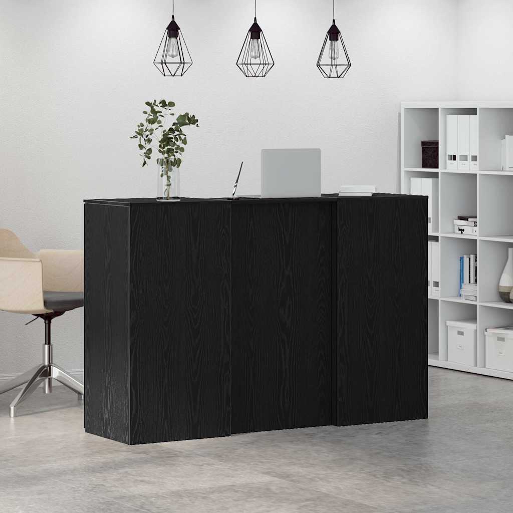 Bureau de réception chêne noir 155x50x103,5cm bois d'ingénierie