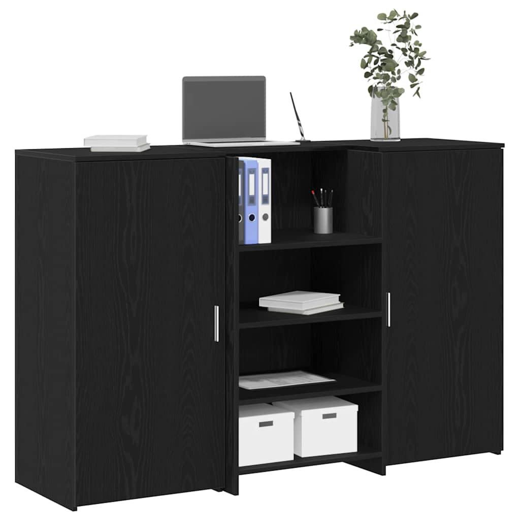 Bureau de réception chêne noir 155x50x103,5cm bois d'ingénierie