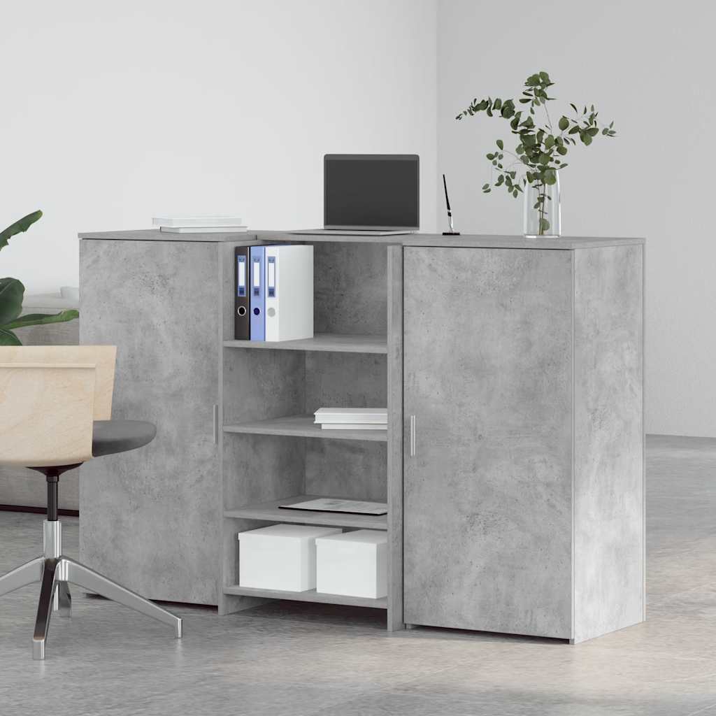 Bureau de réception gris béton 155x50x103,5cm bois d'ingénierie