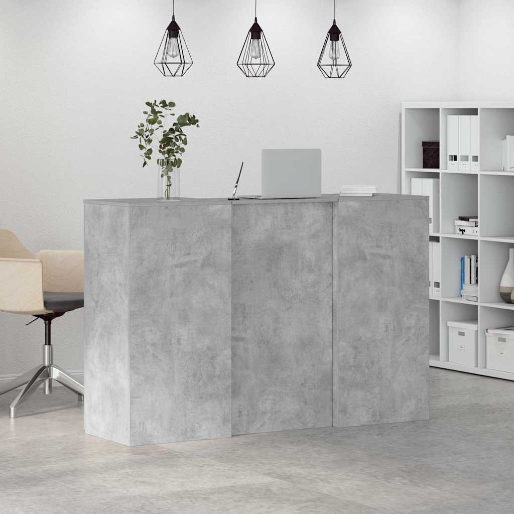 Bureau de réception gris béton 155x50x103,5cm bois d'ingénierie