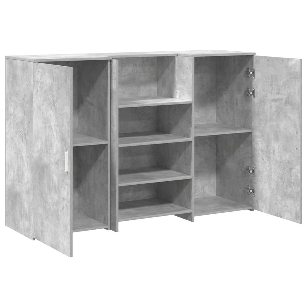 Bureau de réception gris béton 155x50x103,5cm bois d'ingénierie - XIOS