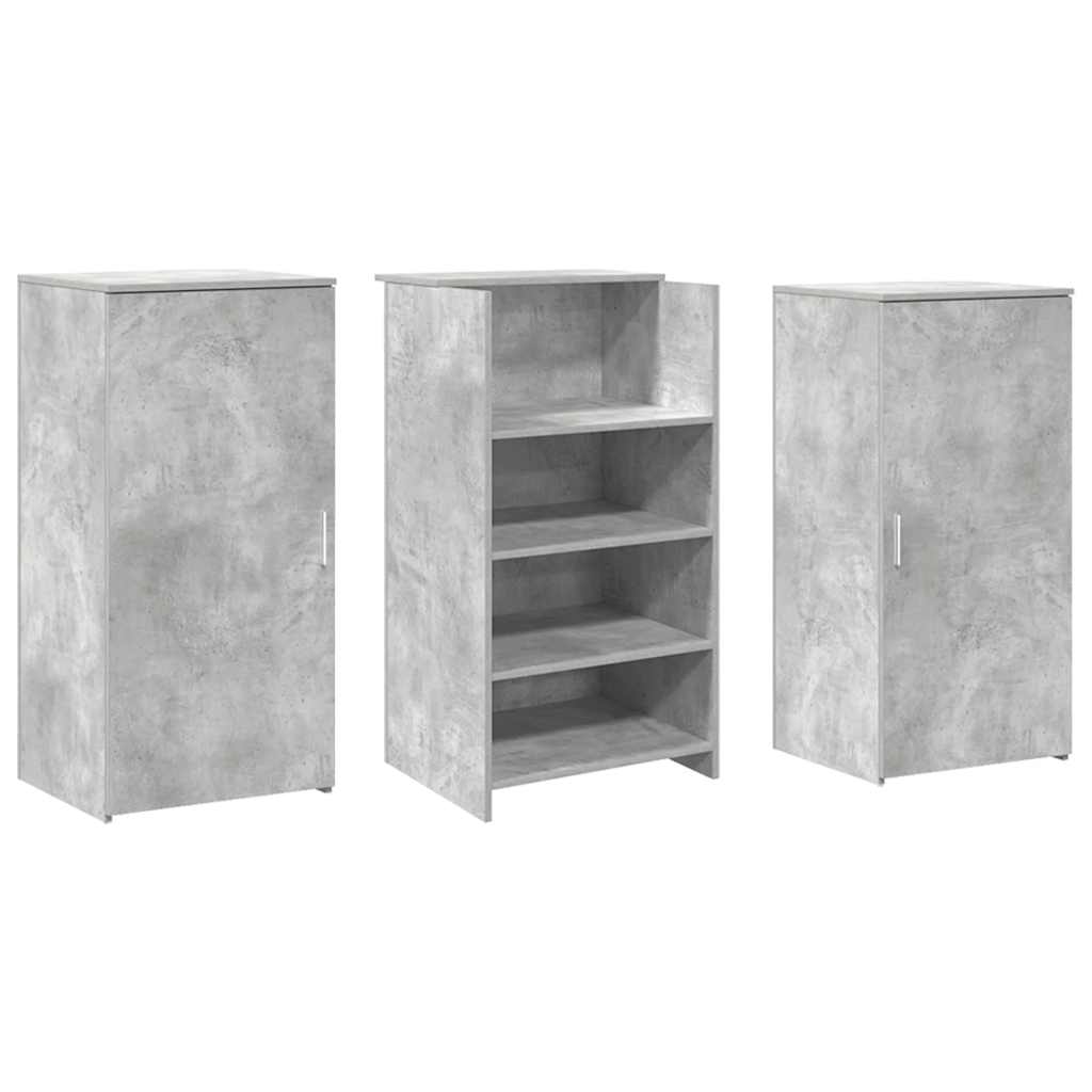 Bureau de réception gris béton 155x50x103,5cm bois d'ingénierie - XIOS