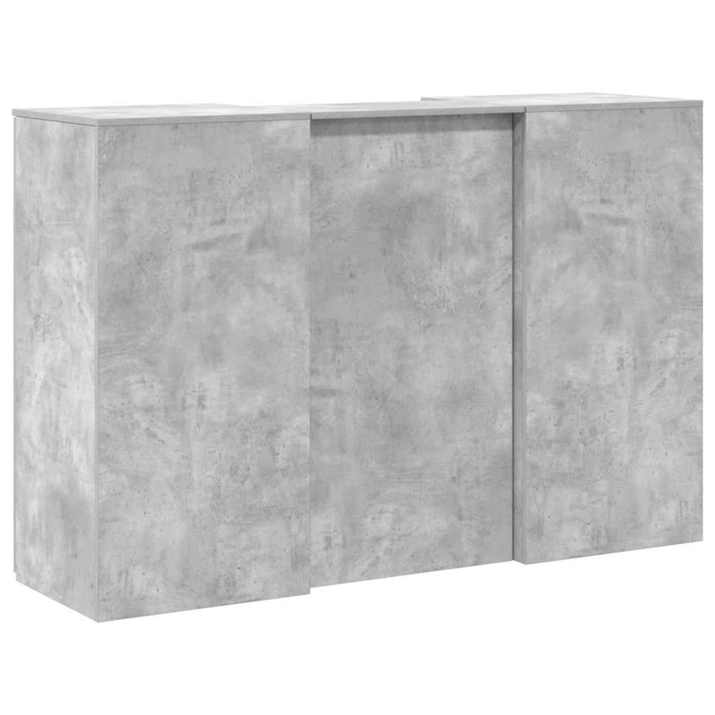 Bureau de réception gris béton 155x50x103,5cm bois d'ingénierie