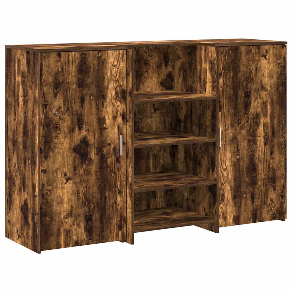 Bureau de réception chêne fumé 155x50x103,5cm bois d'ingénierie