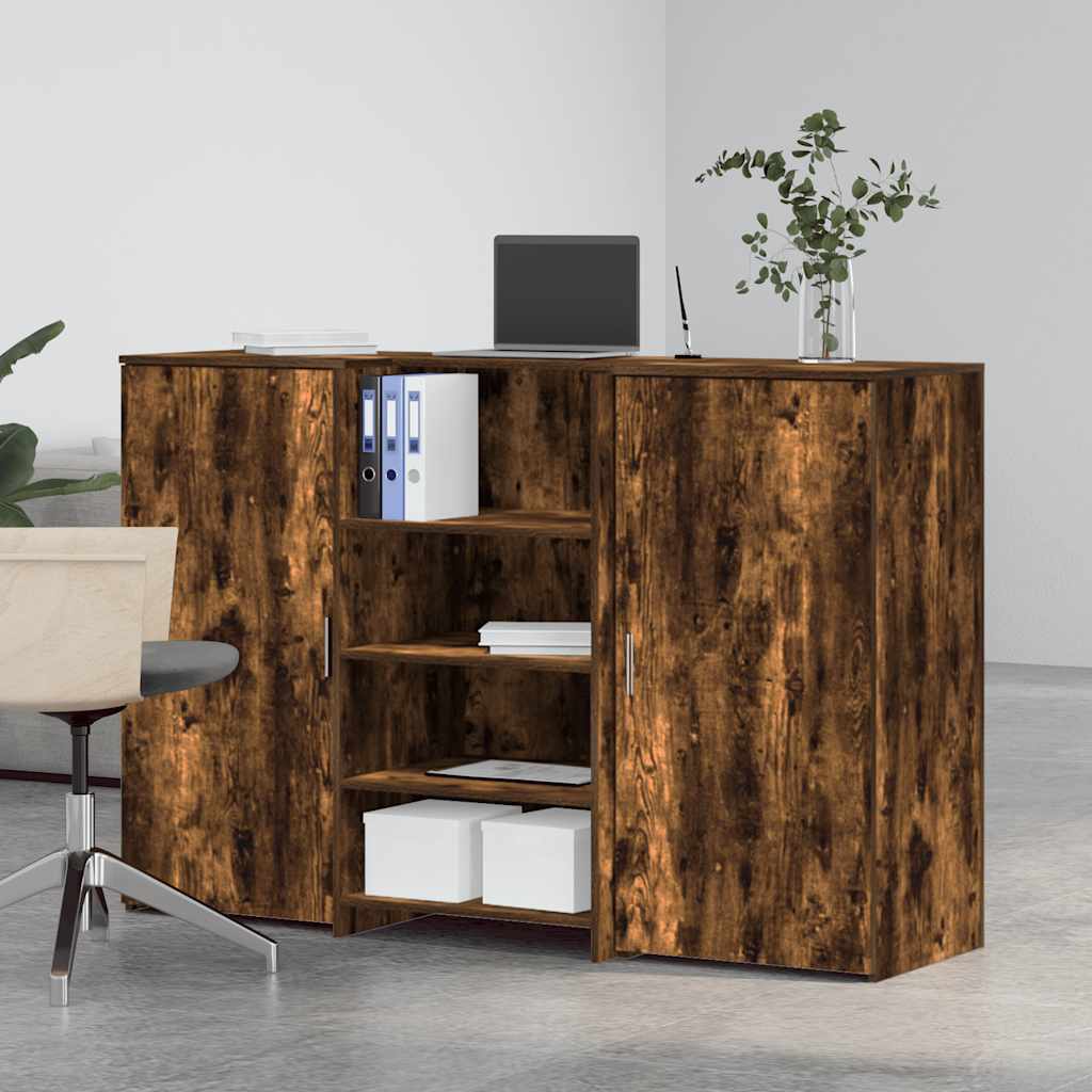 Bureau de réception chêne fumé 155x50x103,5cm bois d'ingénierie