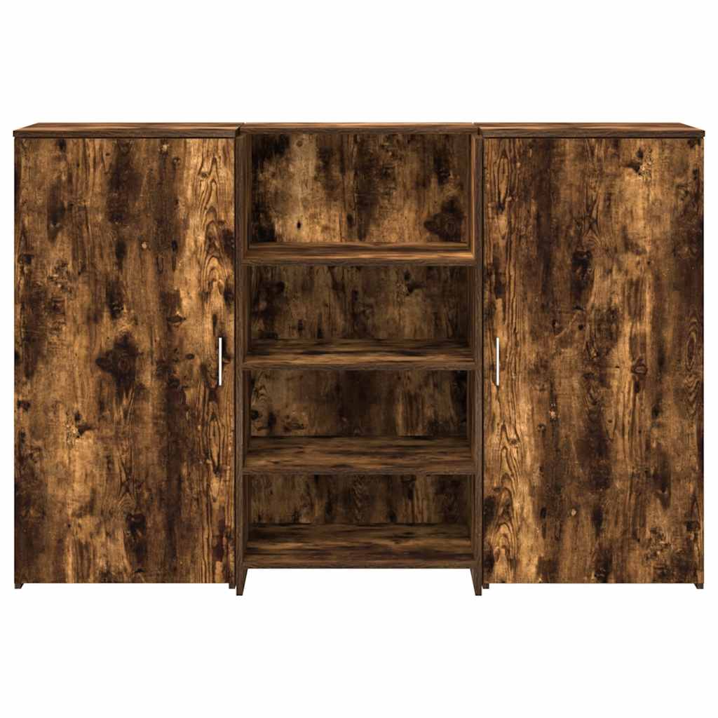 Bureau de réception chêne fumé 155x50x103,5cm bois d'ingénierie