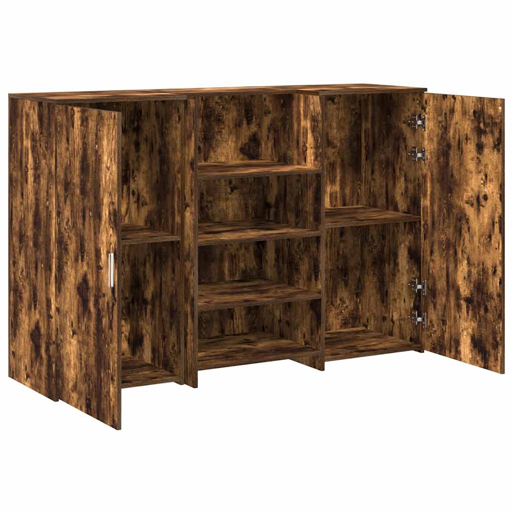 Bureau de réception chêne fumé 155x50x103,5cm bois d'ingénierie