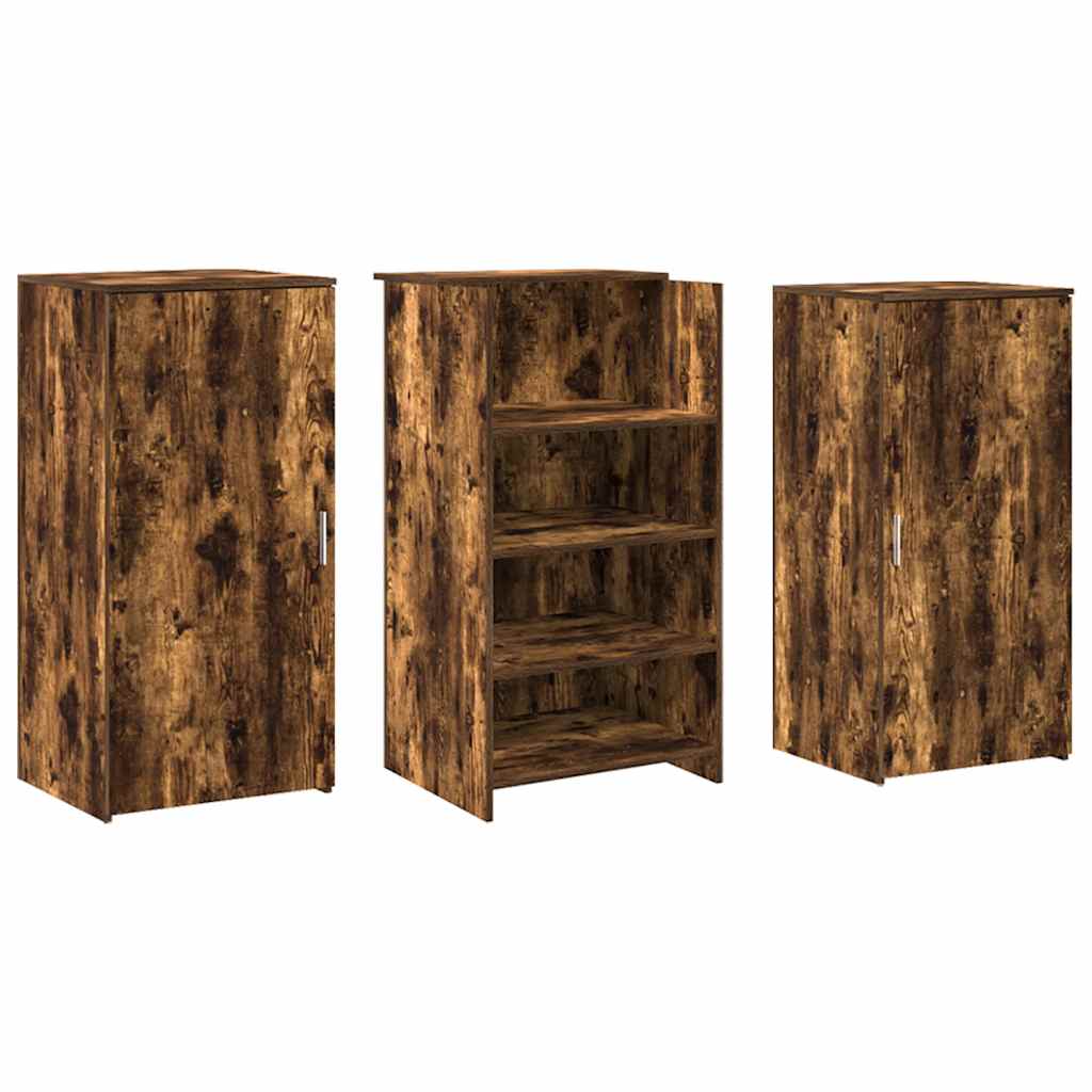 Bureau de réception chêne fumé 155x50x103,5cm bois d'ingénierie - XIOS