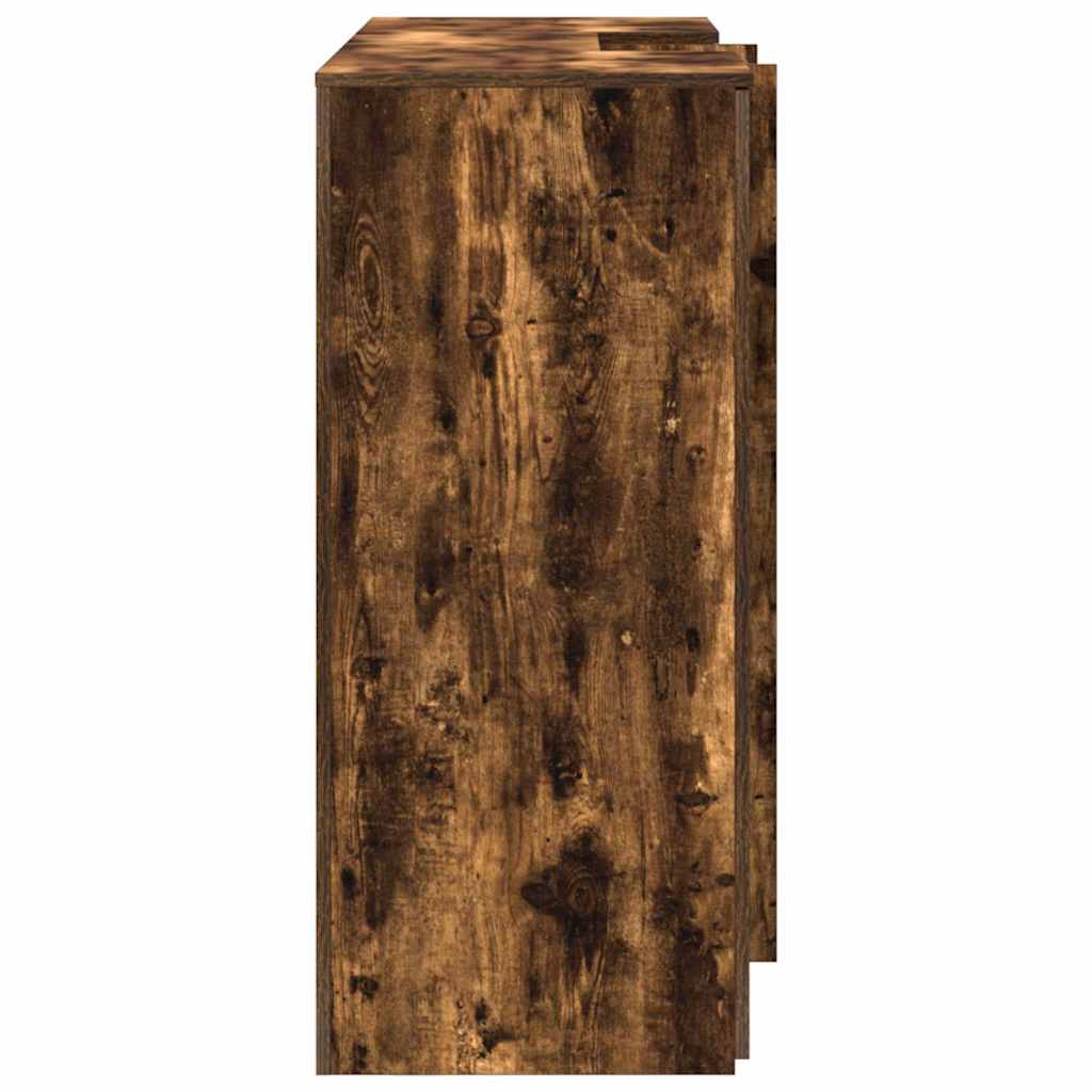 Bureau de réception chêne fumé 155x50x103,5cm bois d'ingénierie