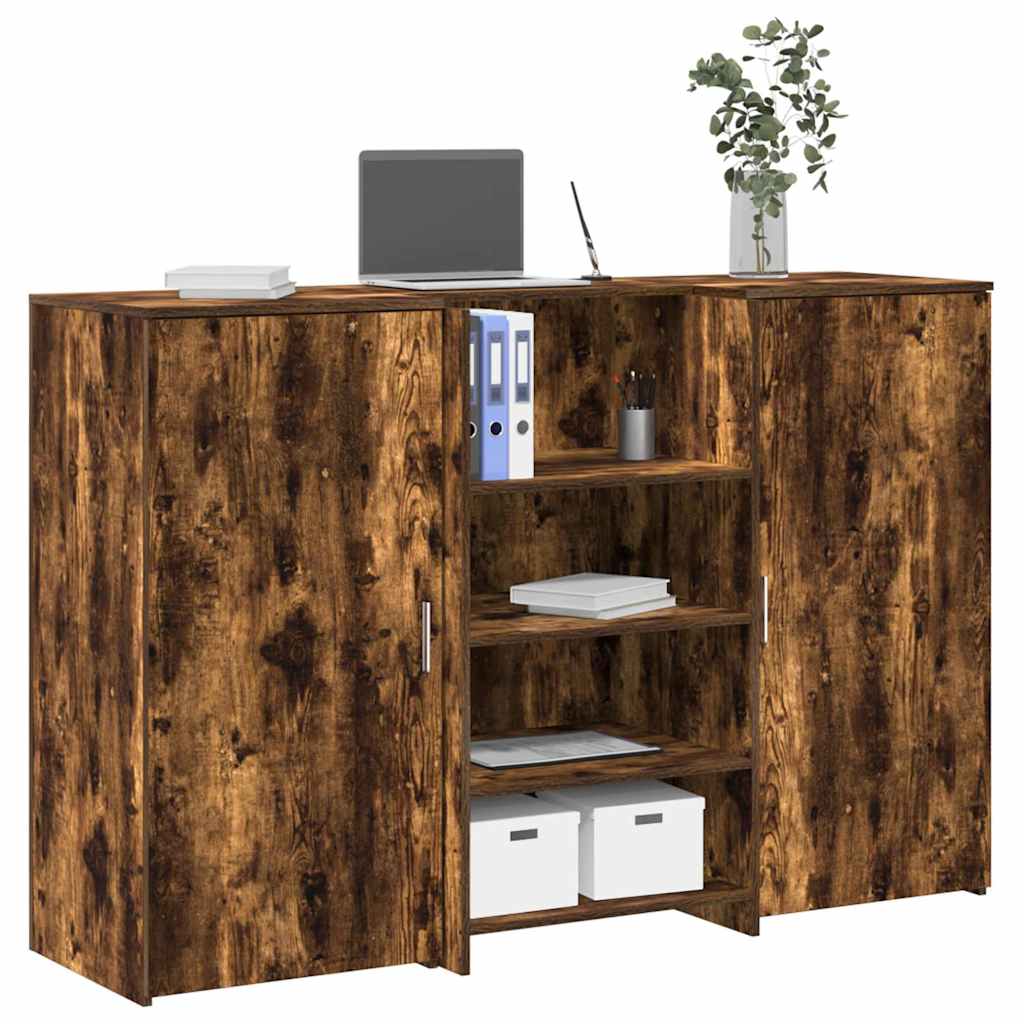 Bureau de réception chêne fumé 155x50x103,5cm bois d'ingénierie