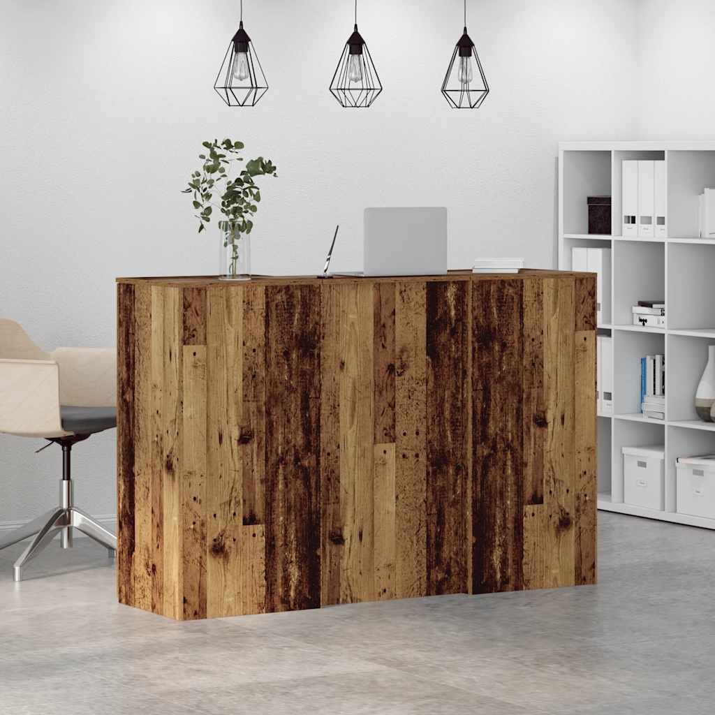 Bureau de réception vieux bois 155x50x103,5cm bois d'ingénierie