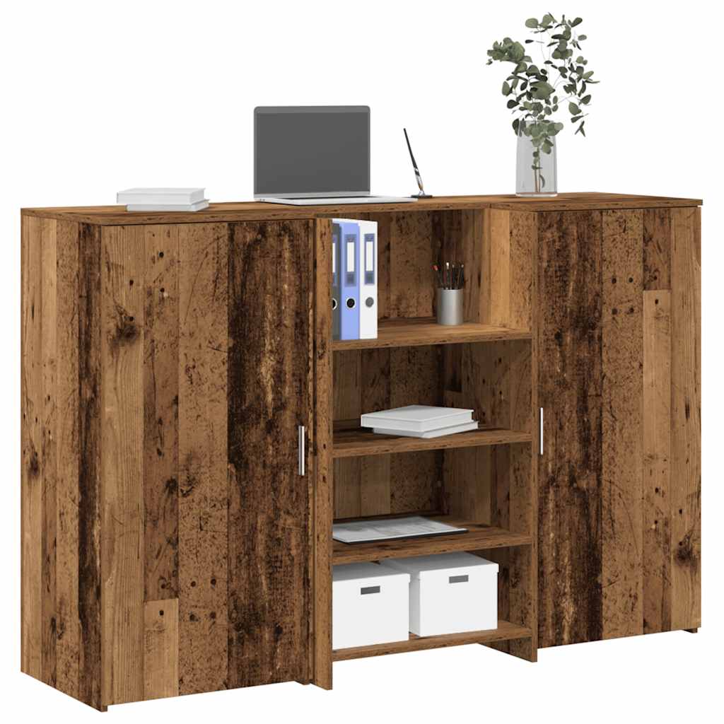 Bureau de réception vieux bois 155x50x103,5cm bois d'ingénierie