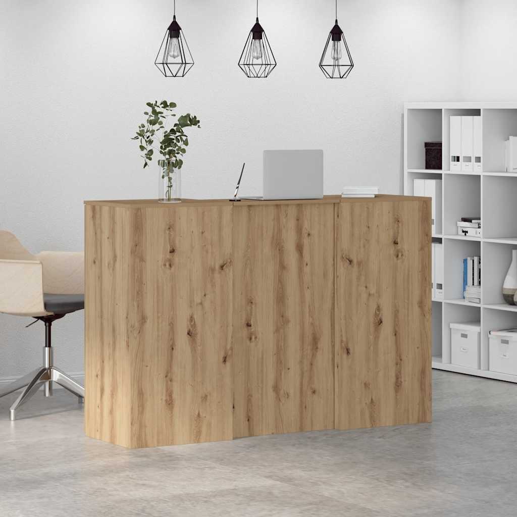 Bureau réception chêne artisanal 155x50x103,5cm bois ingénierie