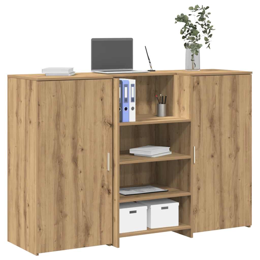Bureau réception chêne artisanal 155x50x103,5cm bois ingénierie