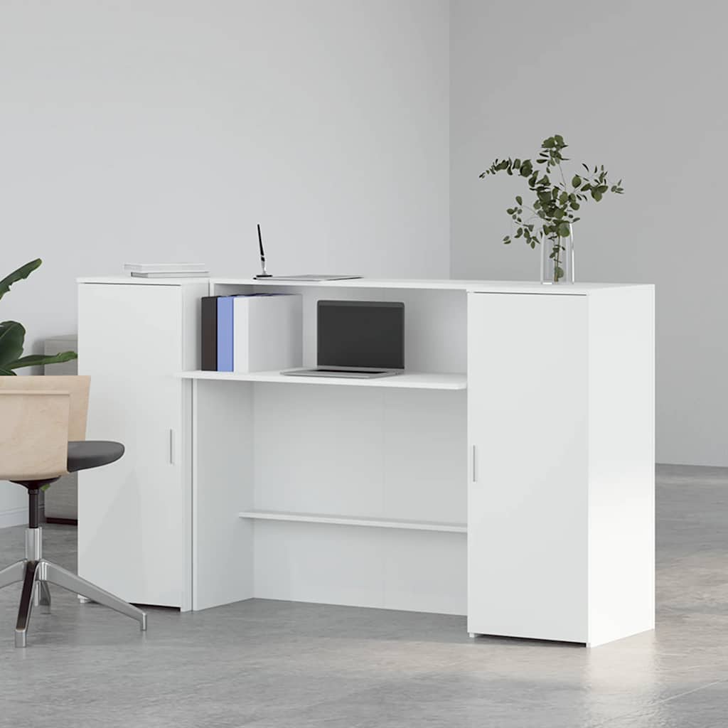 Bureau de réception Blanc 180x50x103,5 cm Bois d'ingénierie