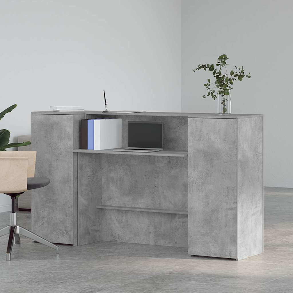 Bureau de réception gris béton 180x50x103,5cm bois d'ingénierie