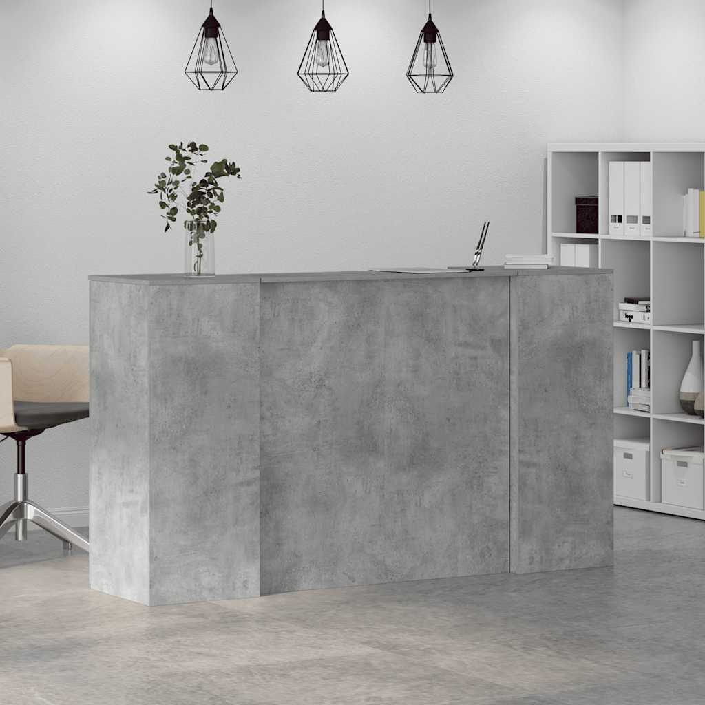 Bureau de réception gris béton 180x50x103,5cm bois d'ingénierie - XIOS