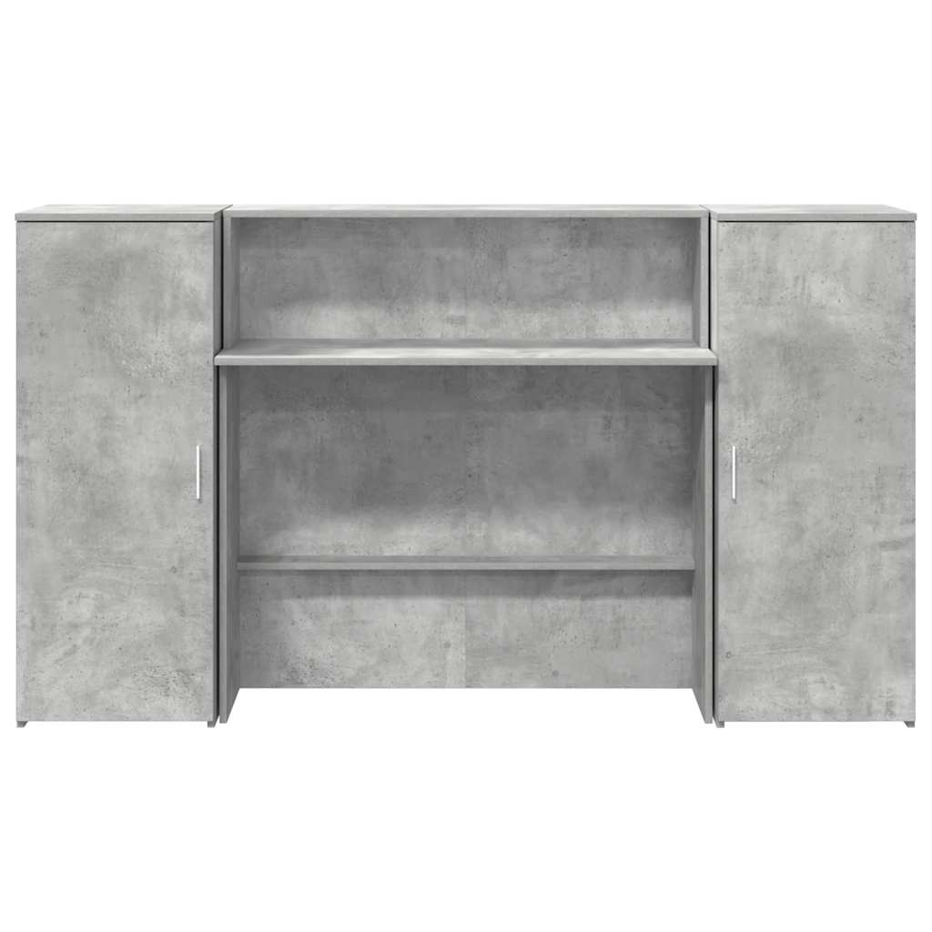 Bureau de réception gris béton 180x50x103,5cm bois d'ingénierie - XIOS