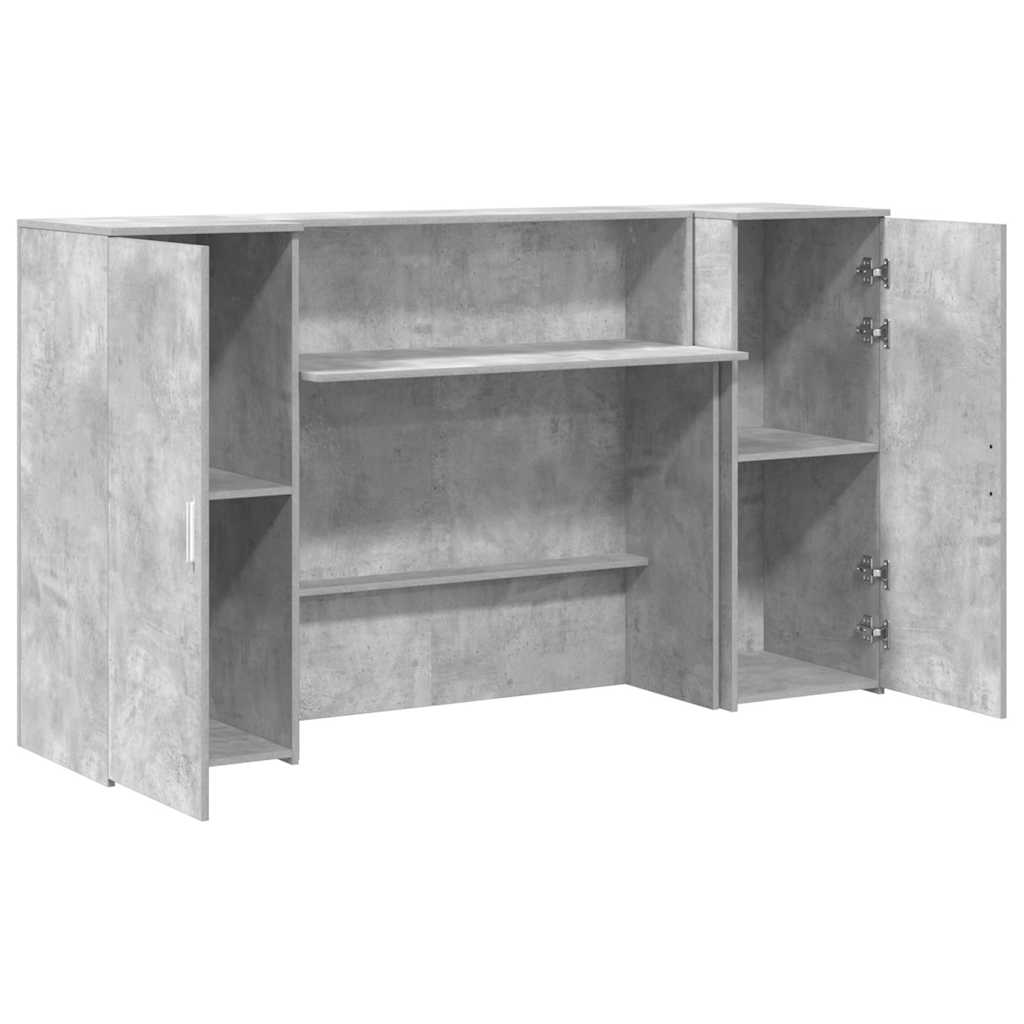 Bureau de réception gris béton 180x50x103,5cm bois d'ingénierie - XIOS